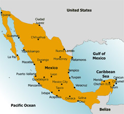 Mexico landkaart en ligging