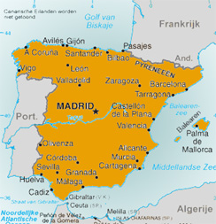 Spanje landkaart